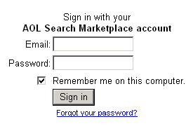 Sign in with your AOL Search Marketplace account