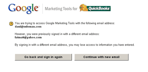 Google Marketing Tools for QuickBooks Error