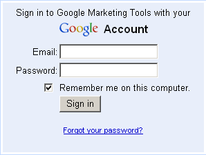 Sign in to Google Marketing Tools with your Google Account