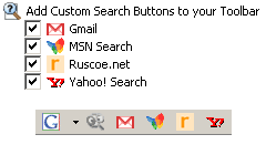 Google Toolbar Custom Search Options