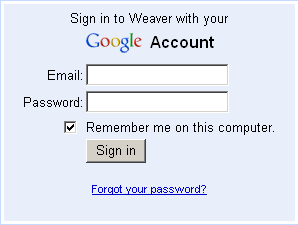 Sign in to Weaver with your Google Account